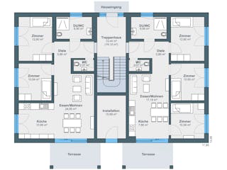 Fertighaus Vielseitiger Gewerbebau mit Mitarbeiter-Wohnungen von Bau-Fritz - Mehrfamilienhäuser, Stadtvilla Grundriss 1