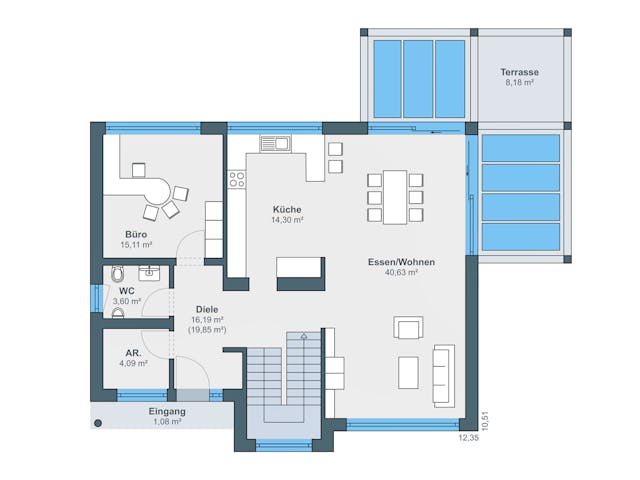 Fertighaus Ausstellungshaus Fellbach generation5.5 300 von WeberHaus Schlüsselfertig ab 499000€, Grundriss 1