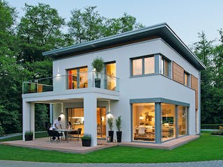 Fertighaus Ausstellungshaus Rheinau-Linx CityLife 700 von WeberHaus Schlüsselfertig ab 456000€, Cubushaus Außenansicht 2