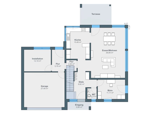 Fertighaus Ausstellungshaus Wenden CityLife 700 von WeberHaus Schlüsselfertig ab 489000€, Stadtvilla Grundriss 1