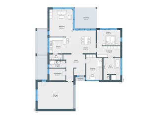 Fertighaus Ausstellungshaus Mannheim Bungalow von WeberHaus Schlüsselfertig ab 535000€, Bungalow Grundriss 1