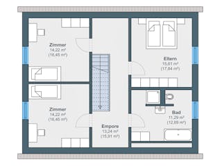 Fertighaus Jubiläumshaus generation 205 von WeberHaus Schlüsselfertig ab 353650€, Satteldach-Klassiker Grundriss 2