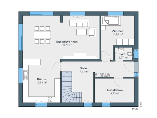 Fertighaus Kundenhaus Balance 300 von WeberHaus Schlüsselfertig ab 372390€, Satteldach-Klassiker Grundriss 1