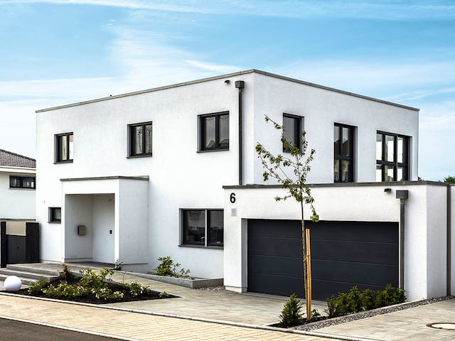 Fertighaus Kundenhaus Balance 400 von WeberHaus Schlüsselfertig ab 653150€, Cubushaus Außenansicht 1 Fertighaus Kundenhaus Balance 400 von WeberHaus Schlüsselfertig ab 653150€, Cubushaus Außenansicht 1