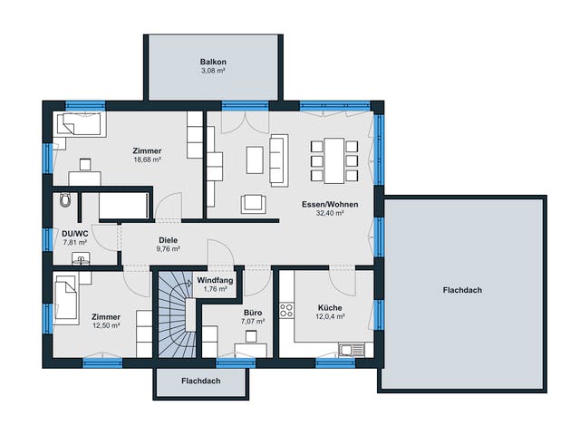 Fertighaus Kundenhaus Balance 400 von WeberHaus Schlüsselfertig ab 653150€, Cubushaus Grundriss 2