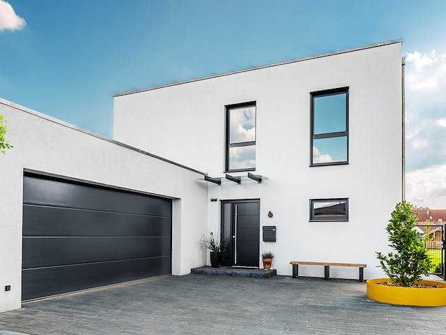 Fertighaus Kundenhaus Klee - CityLife 450 von WeberHaus Schlüsselfertig ab 416350€, Cubushaus Außenansicht 2