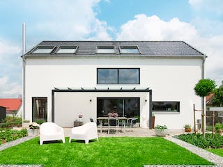 Fertighaus Kundenhaus Friemert sunshine 310 von WeberHaus Schlüsselfertig ab 360560€, Satteldach-Klassiker Außenansicht 1