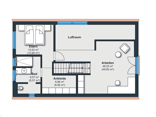 Fertighaus Kundenhaus Friemert sunshine 310 von WeberHaus Schlüsselfertig ab 360560€, Satteldach-Klassiker Grundriss 2