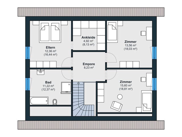 Fertighaus Kundenhaus Herse Balance 300 von WeberHaus Schlüsselfertig ab 372390€, Satteldach-Klassiker Grundriss 2
