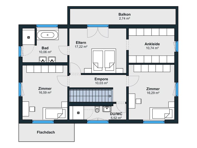 Fertighaus Kundenhaus Reiter sunshine 310 von WeberHaus Schlüsselfertig ab 360560€, Satteldach-Klassiker Grundriss 2