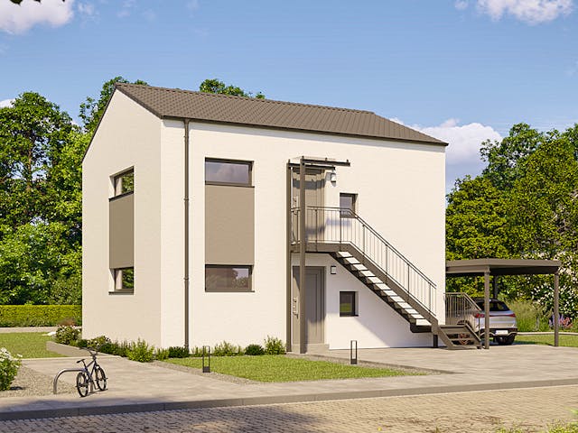 Fertighaus newLife mit zwei Wohneinheiten von WeberHaus Schlüsselfertig ab 408850€, Satteldach-Klassiker Außenansicht 2