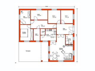 Massivhaus Bunganlow 348 von WEIOTT-Massiv-Haus, Bungalow Grundriss 1