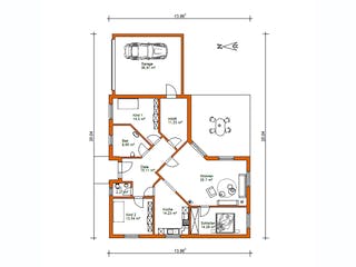 Massivhaus Bunganlow 353 von WEIOTT-Massiv-Haus, Bungalow Grundriss 1