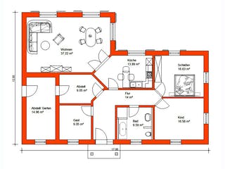 Massivhaus Bunganlow 371 von WEIOTT-Massiv-Haus, Bungalow Grundriss 1