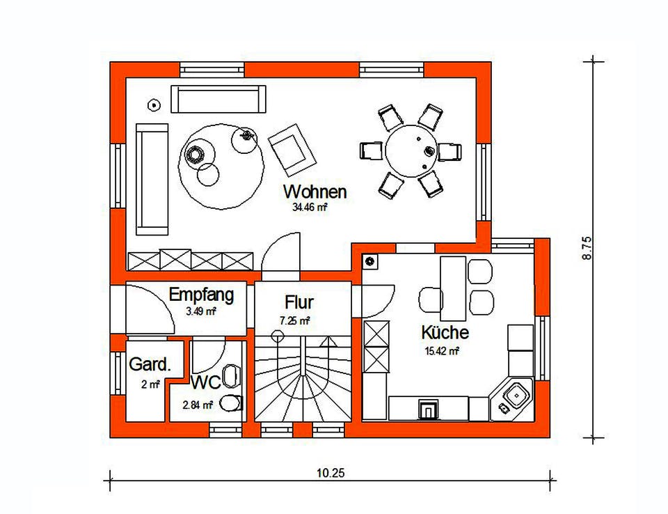 Massivhaus Einfamilienhaus 343 von WEIOTT-Massiv-Haus, Satteldach-Klassiker Grundriss 1