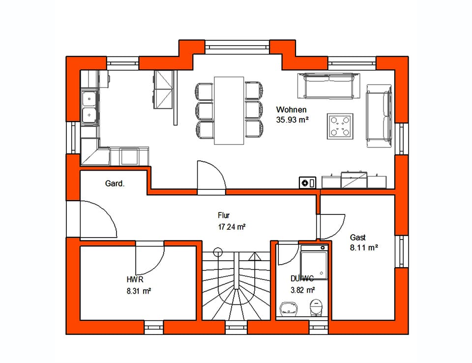 Massivhaus Einfamilienhaus 376 von WEIOTT-Massiv-Haus, Satteldach-Klassiker Grundriss 1