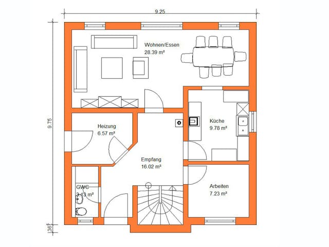 Massivhaus Stadtvilla 336 von WEIOTT-Massiv-Haus, Stadtvilla Grundriss 1 Massivhaus Stadtvilla 336 von WEIOTT-Massiv-Haus, Stadtvilla Grundriss 1