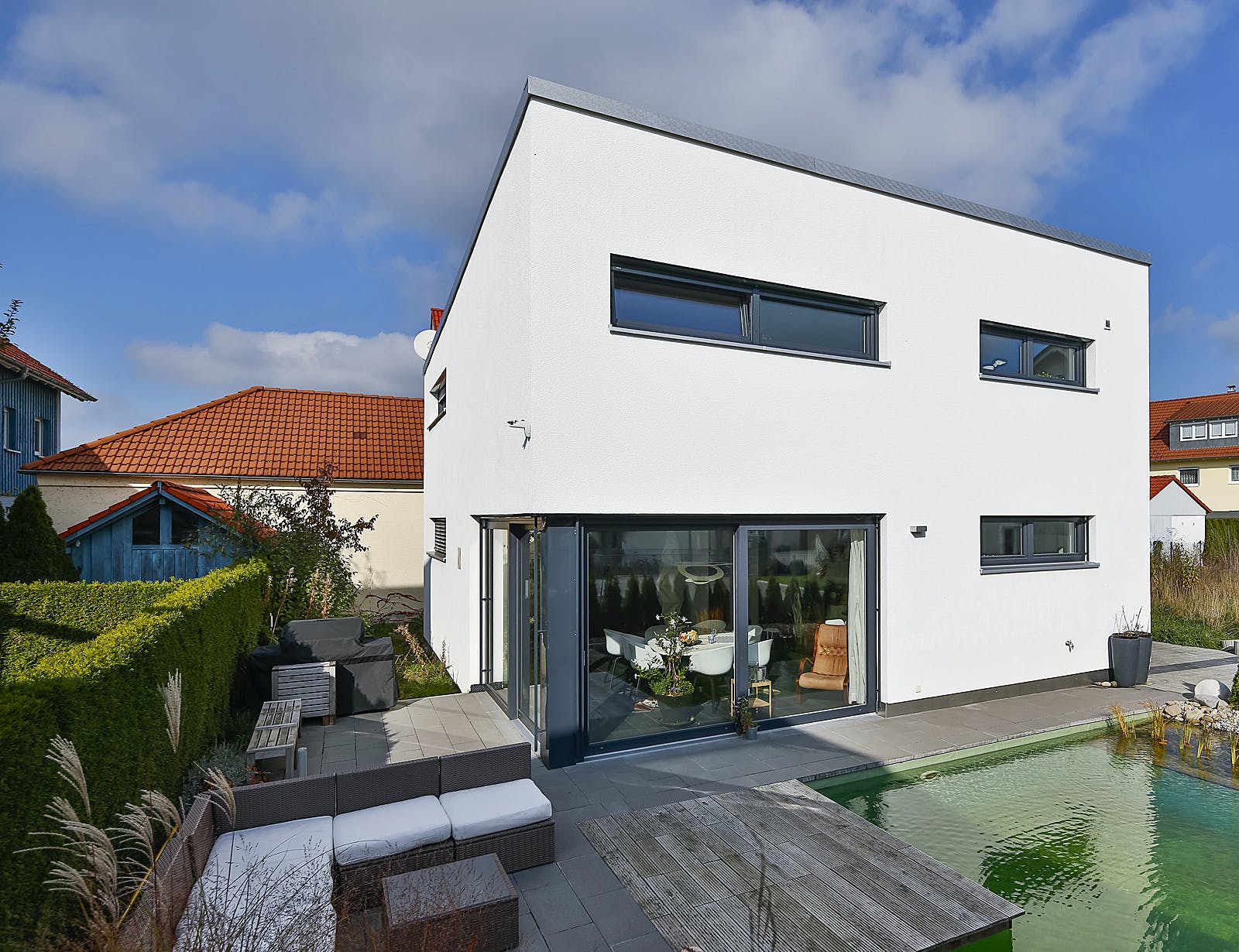 Fertighaus Haus LB von Weizenegger Schlüsselfertig ab 430000€, Pultdachhaus Außenansicht 2