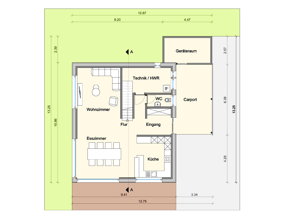 Fertighaus Haus LB von Weizenegger Schlüsselfertig ab 430000€, Pultdachhaus Grundriss 1