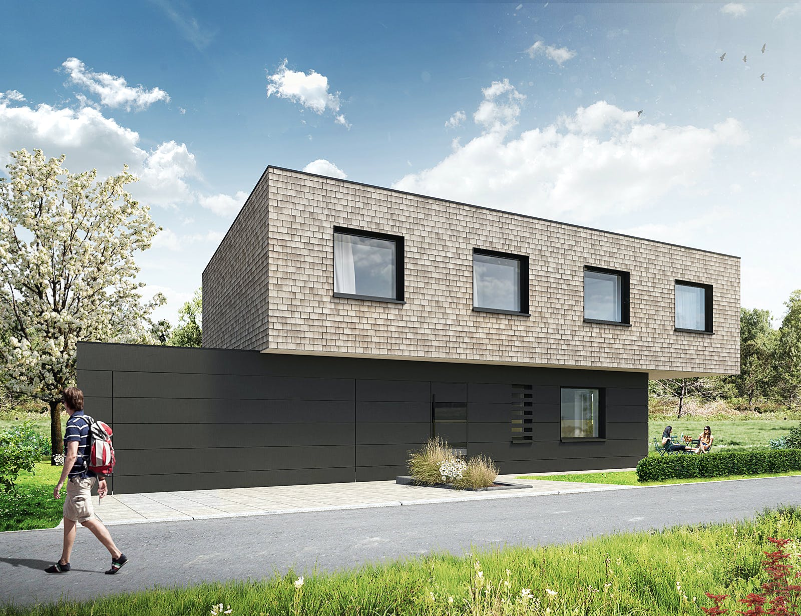 Fertighaus Haus MT von Weizenegger Schlüsselfertig ab 630000€, Cubushaus Außenansicht 1