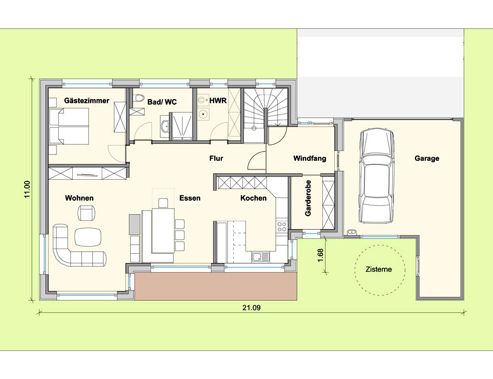 Fertighaus Haus SB von Weizenegger Schlüsselfertig ab 680000€, Pultdachhaus Grundriss 1