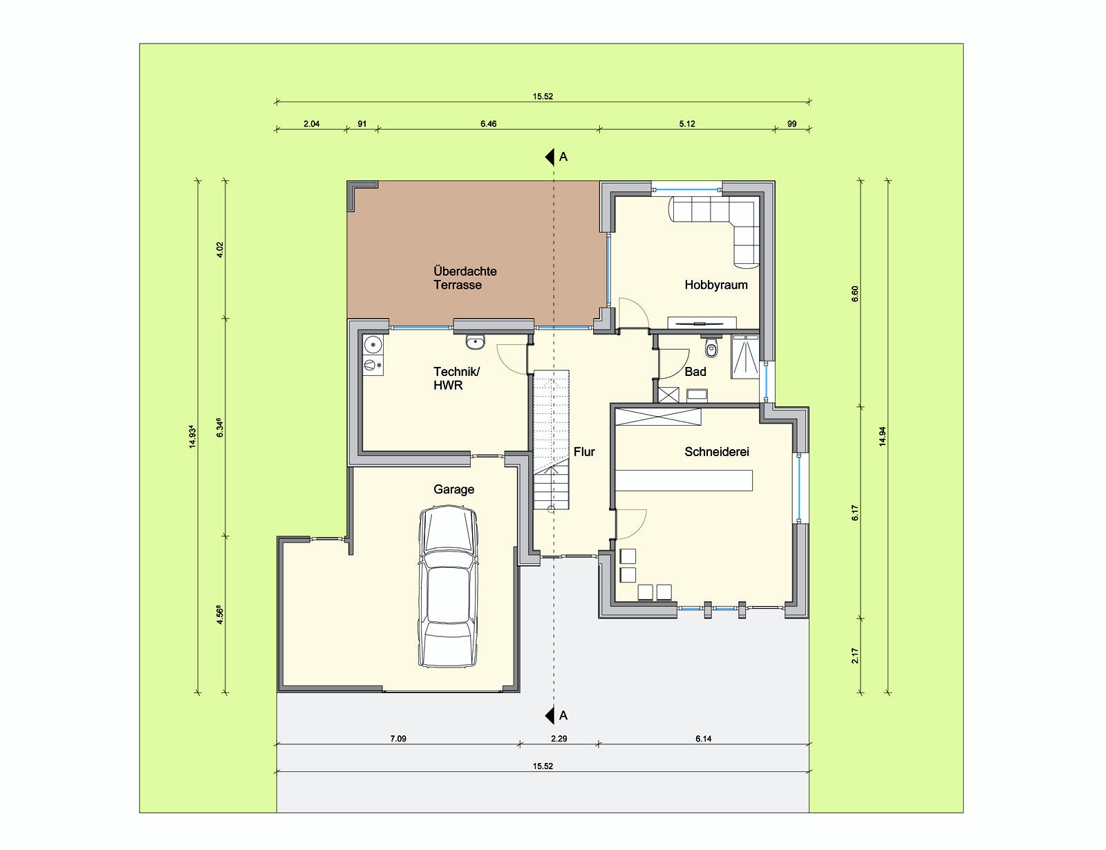 Fertighaus Haus mit Gewerbe WPBW von Weizenegger Schlüsselfertig ab 530000€, Cubushaus Grundriss 1