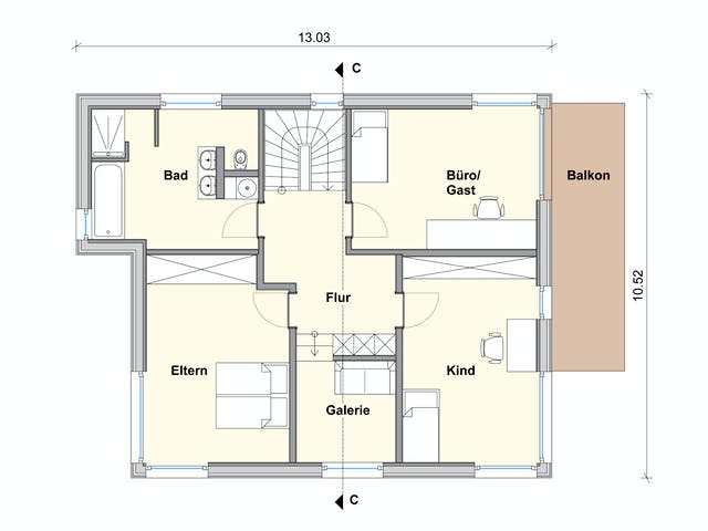 Fertighaus Haus mit Einliegerwohnung WW von Weizenegger Schlüsselfertig ab 650000€, Satteldach-Klassiker Grundriss 2