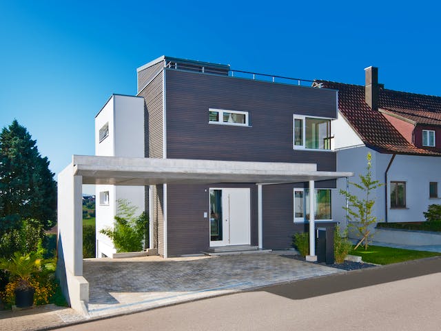 Fertighaus Wiesenhütter - Kundenhaus von Bau-Fritz Schlüsselfertig ab 740000€, Cubushaus Außenansicht 2