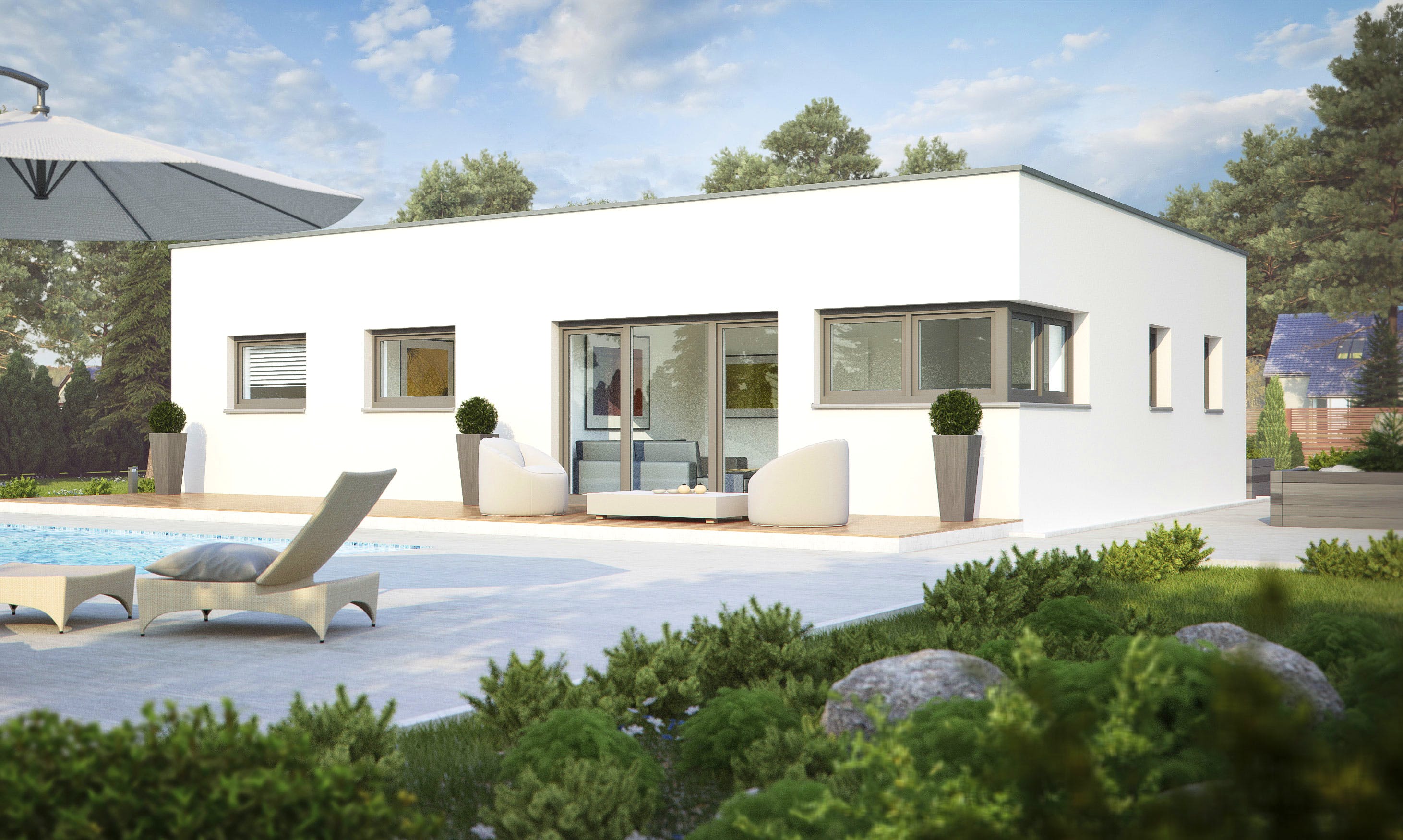 Fertighaus alea® FLAIR 1 von Wimberger, Bungalow Außenansicht 2