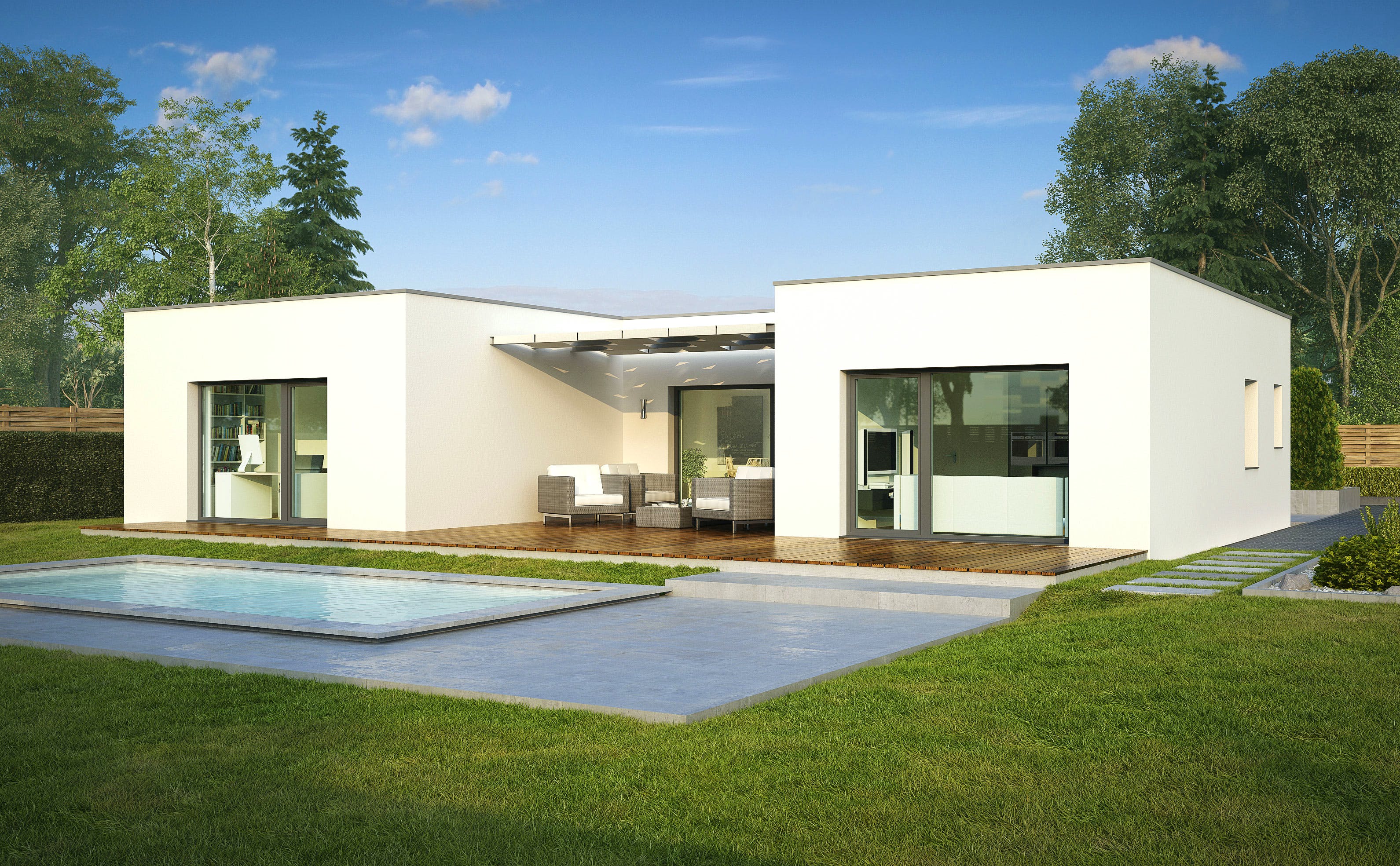 Fertighaus Penta I von Wimberger, Bungalow Außenansicht 1