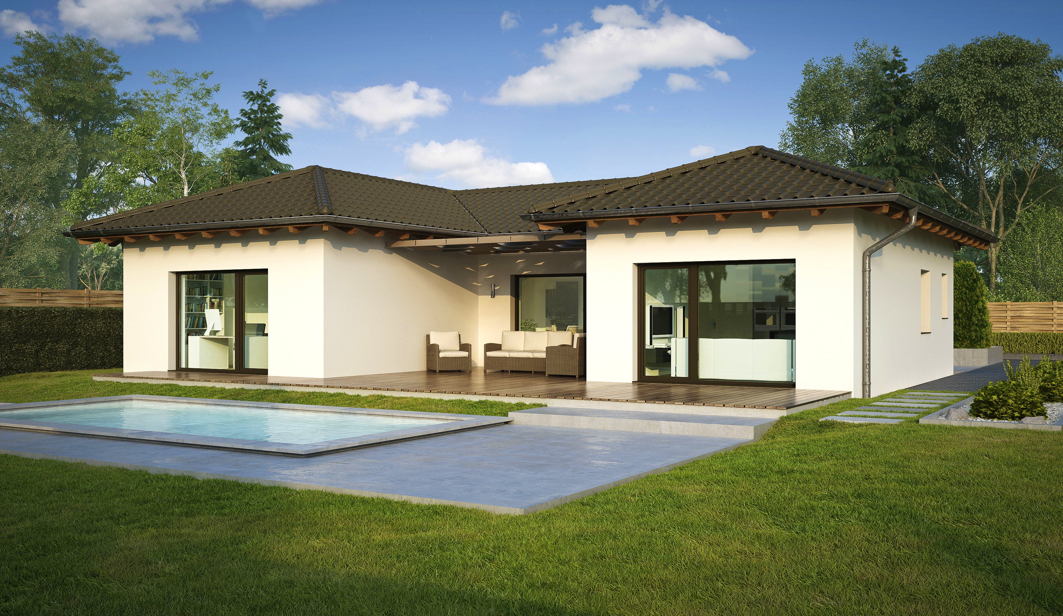 Fertighaus Penta I von Wimberger, Bungalow Außenansicht 2
