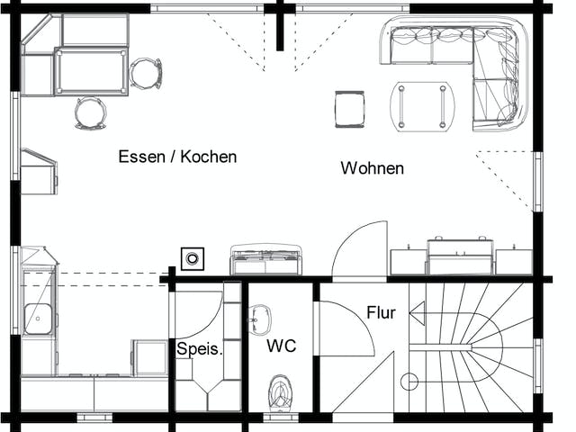 Blockhaus Wolfenbrück von Rems-Murr-Holzhaus Schlüsselfertig ab 393000€, Blockhaus Grundriss 1