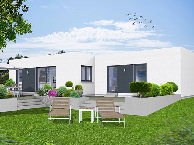 Fertighaus EDITION B 125 von WOLF-HAUS Schlüsselfertig ab 372844€, Bungalow Außenansicht 1