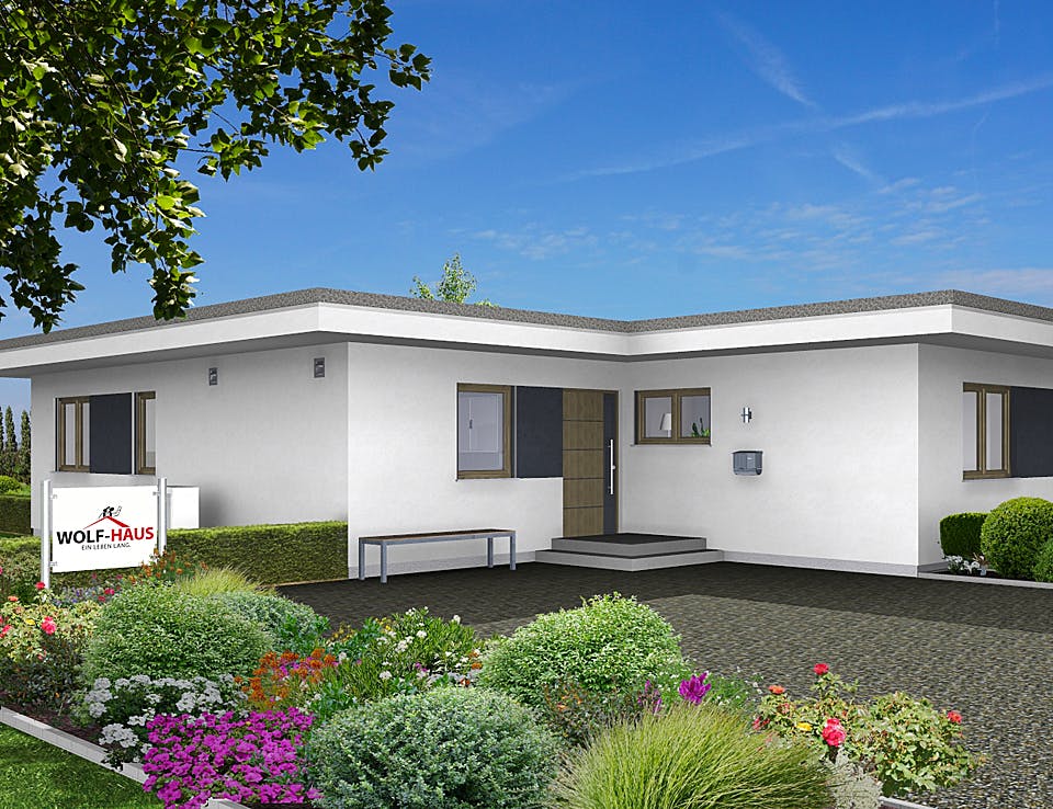 Fertighaus EDITION B 136 von Wolf-Haus Schlüsselfertig ab 407755€, Bungalow Außenansicht 1