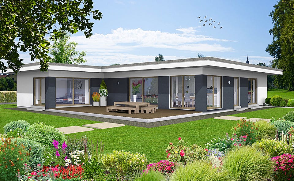 Fertighaus EDITION B 136 von Wolf-Haus Schlüsselfertig ab 407755€, Bungalow Außenansicht 2