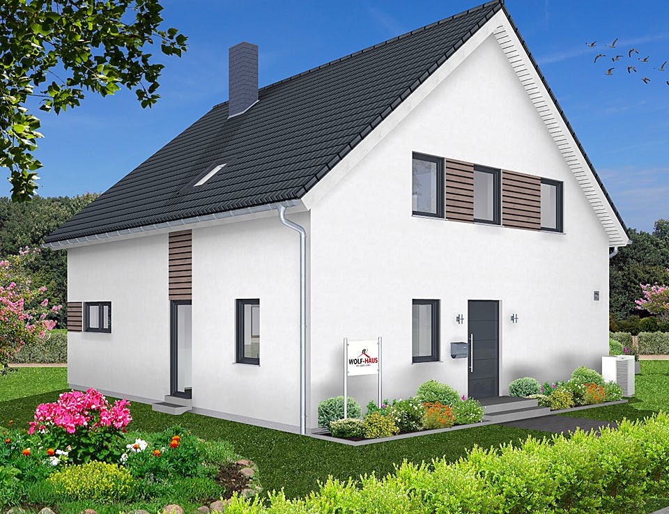 Fertighaus EDITION E 178 von Wolf-Haus Schlüsselfertig ab 436734€, Satteldach-Klassiker Außenansicht 2