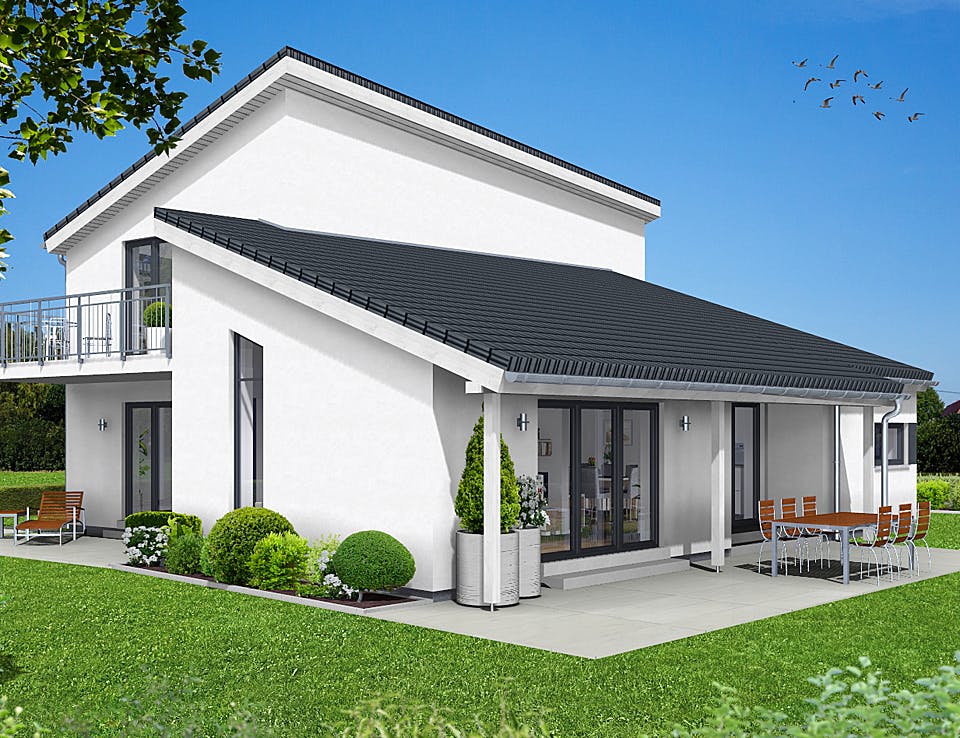 Fertighaus EDITION E 179 von Wolf-Haus Schlüsselfertig ab 500111€, Pultdachhaus Außenansicht 1