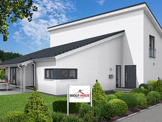 Fertighaus EDITION E 179 von WOLF-HAUS Schlüsselfertig ab 500111€, Pultdachhaus Außenansicht 2