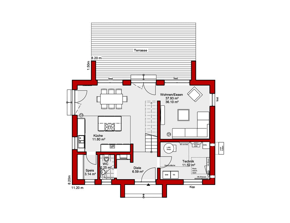 Fertighaus EDITION S 141 von Wolf-Haus Schlüsselfertig ab 398883€, Satteldach-Klassiker Grundriss 1