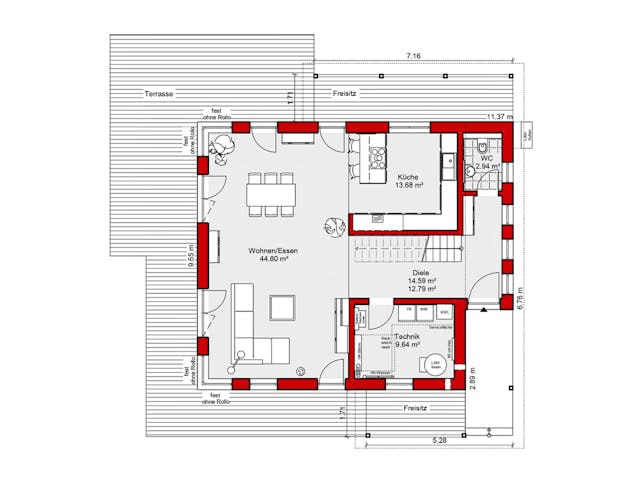 Fertighaus EDITION S 156 von WOLF-HAUS Schlüsselfertig ab 463574€, Stadtvilla Grundriss 1