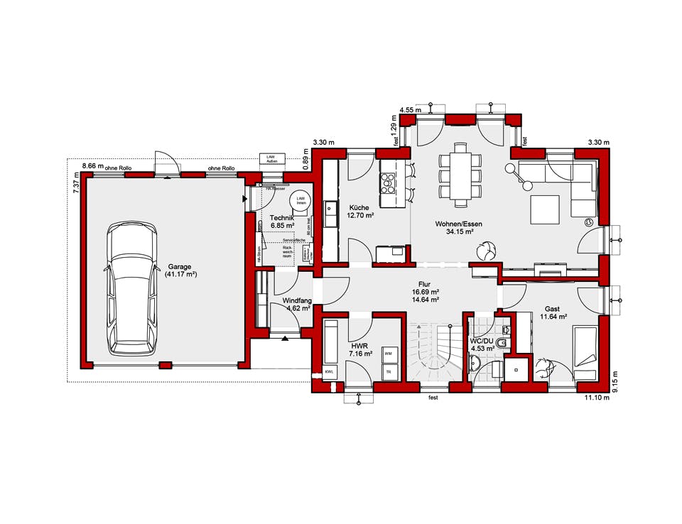 Fertighaus EDITION S 174 von Wolf-Haus Schlüsselfertig ab 458801€, Stadtvilla Grundriss 1