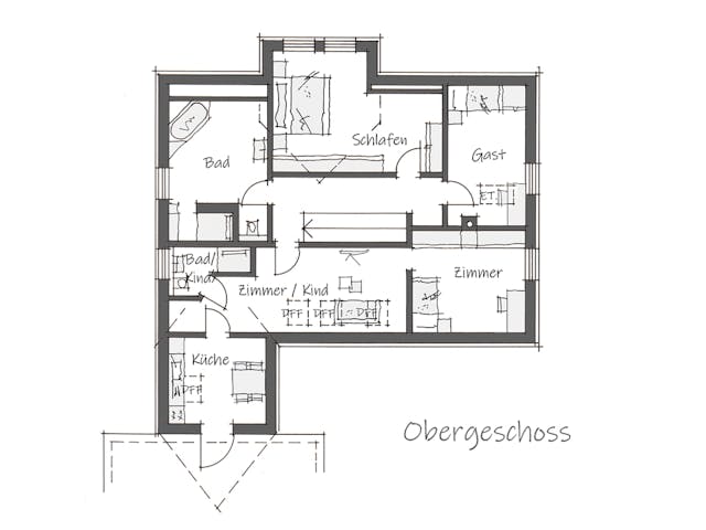 Fertighaus Einfamilienhaus Merkl von Wolf System, Satteldach-Klassiker Grundriss 2