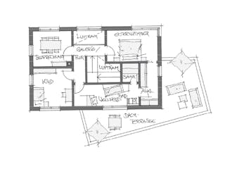 Fertighaus Musterhaus Poing von Wolf System, Pultdachhaus Grundriss 2