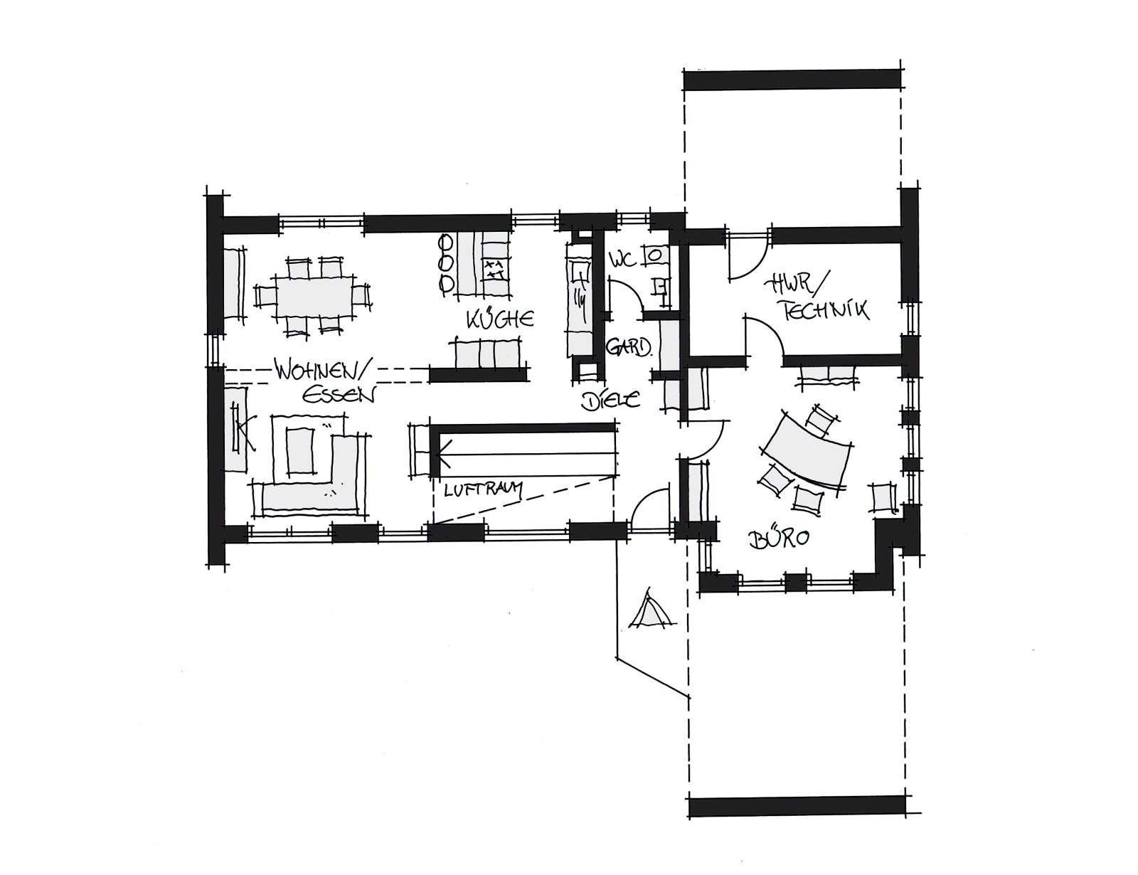 Fertighaus Musterhaus Wincheringen von Wolf System, Cubushaus Grundriss 1