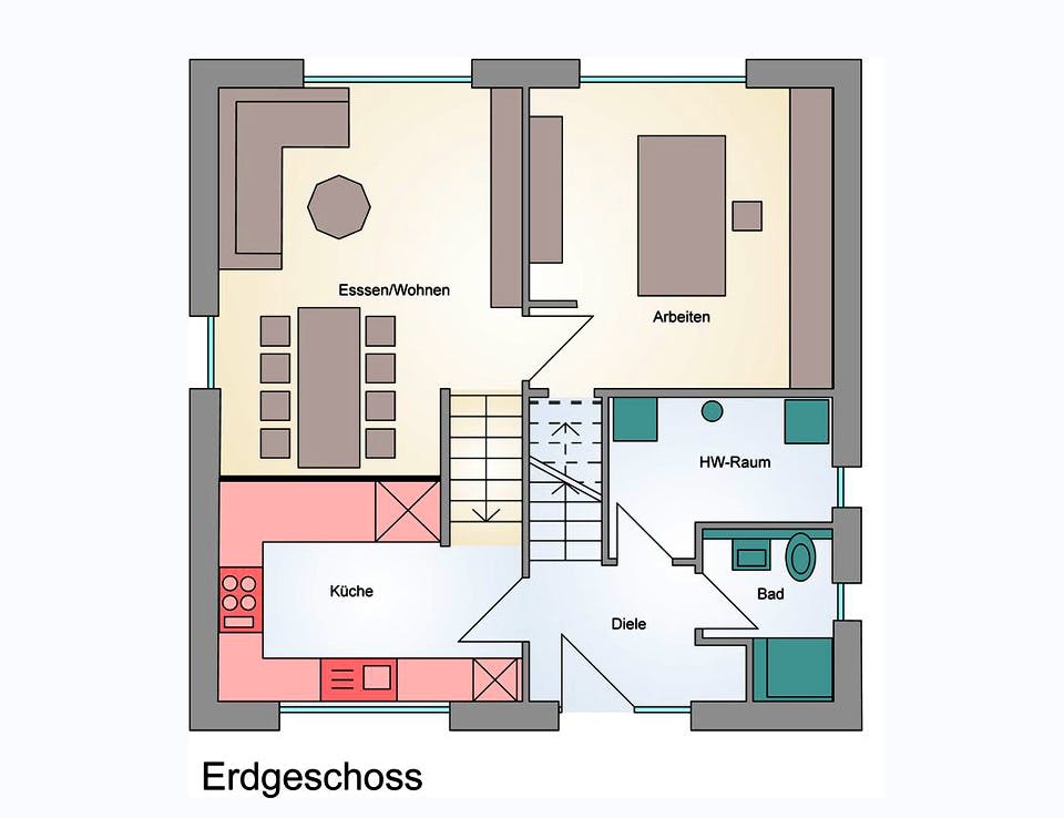Fertighaus Haus Trojan von Wiese und Heckmann, Cubushaus Grundriss 1