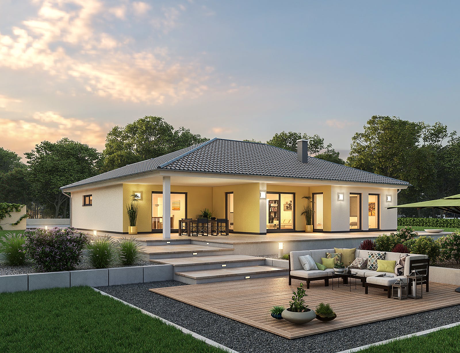 Massivhaus Bungalow BGL 114 von Ytong Bausatzhaus Bausatzhaus ab 173000€, Bungalow Außenansicht 2
