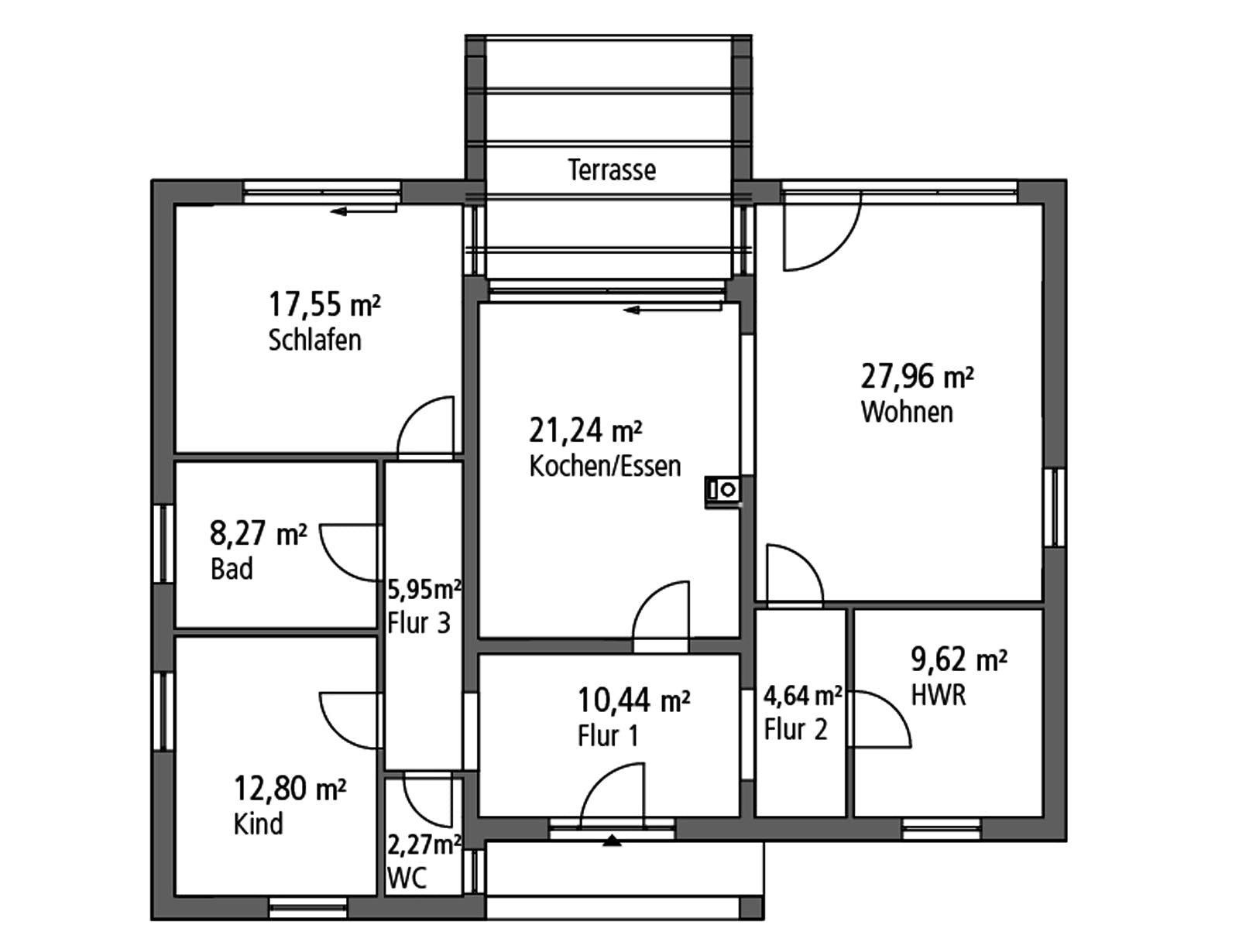 Massivhaus Bungalow BGL 120 von Ytong Bausatzhaus Bausatzhaus ab 172000€, Bungalow Grundriss 1