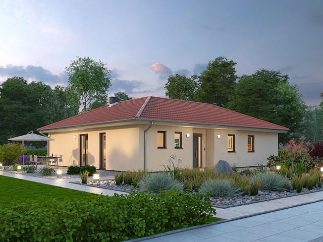 Massivhaus Bungalow BGL 122 von Ytong Bausatzhaus, Bungalow Außenansicht 1 Massivhaus Bungalow BGL 122 von Ytong Bausatzhaus, Bungalow Außenansicht 1