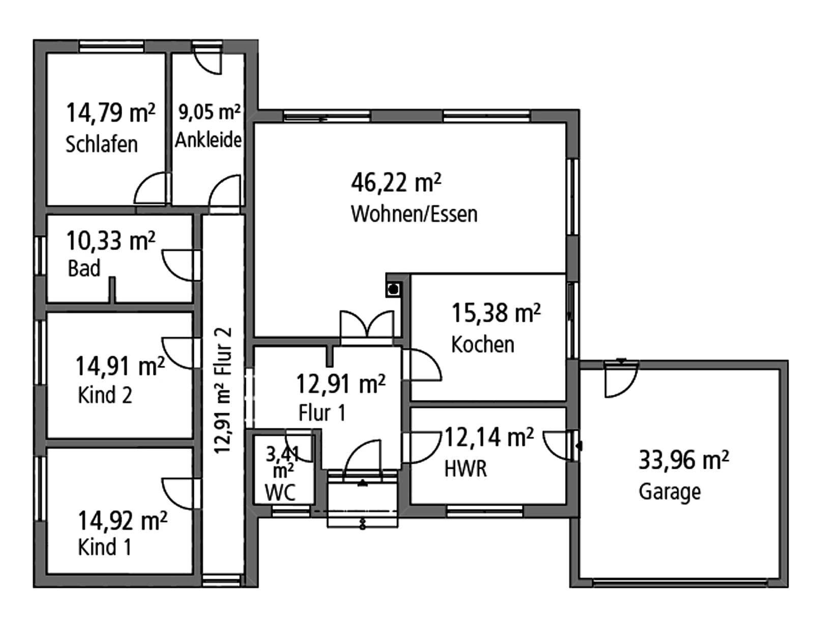 Massivhaus Bungalow BGL 168 von Ytong Bausatzhaus, Bungalow Grundriss 1