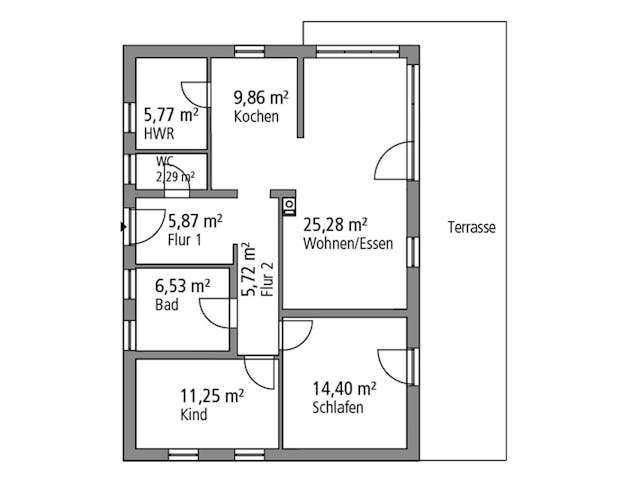 Massivhaus Bungalow BGL 87 von Ytong Bausatzhaus, Bungalow Grundriss 1